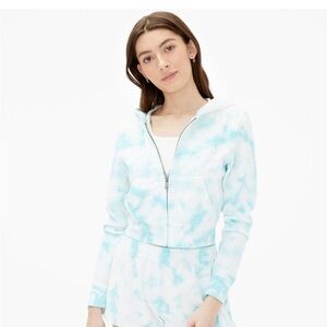 Blue Tie-Dye Cropped Hoodie